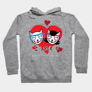 Geek Cats in Love Hoodie